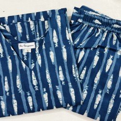 INDIGO MOTIFS KURTA BOTTOM SET