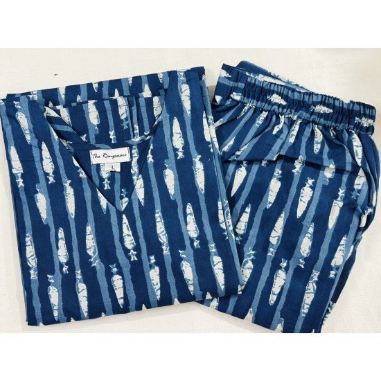 INDIGO MOTIFS KURTA BOTTOM SET INDIGO MOTIFS KURTA BOTTOM SET