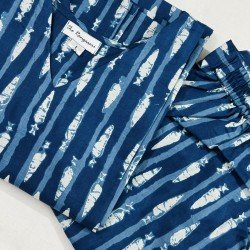 INDIGO MOTIFS KURTA BOTTOM SET