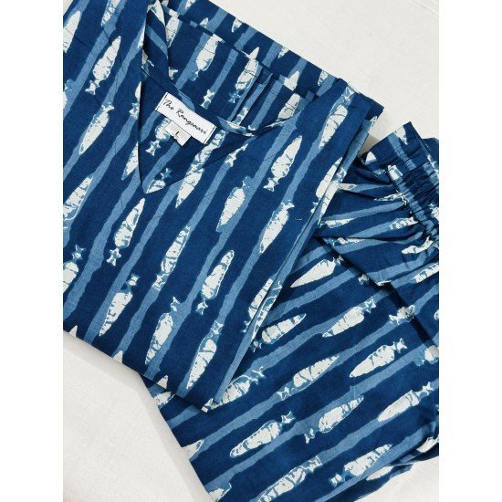 INDIGO MOTIFS KURTA BOTTOM SET INDIGO MOTIFS KURTA BOTTOM SET