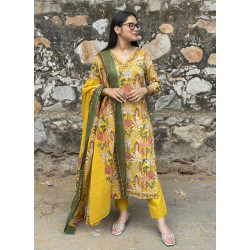 BRIGHT YELLOW FLORALS SUIT SET