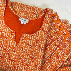 ORANGE LINES KANTHA KURTA BOTTOM SET