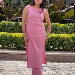SOLID BEIGE KURTA BOTTOM SET 