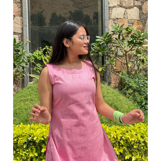 SOLID PINK KURTA BOTTOM SET 