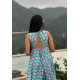 BLUE FLORALS CRISS CROSS BACK GHER KURTA SET