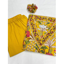 BRIGHT YELLOW KURTA BOTTOM SET