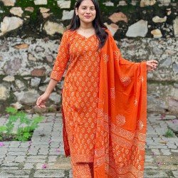 ORANGE MOTIFS SUIT SET 