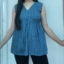 INDIGO ZIG ZAGS MOTIFS CLAIRE TOP