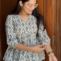 BLUE JAAL PRINT CLAIRE TOP
