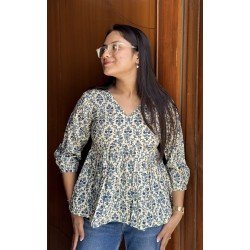 BLUE JAAL PRINT CLAIRE TOP