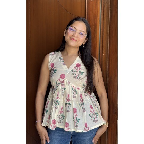 BLACK FLORAL MOTIF CLAIRE TOP BLACK FLORAL MOTIF CLAIRE TOP