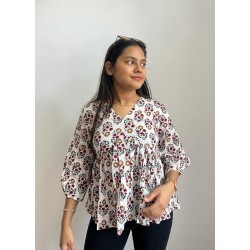 OFF WHITE FLORAL CLAIRE TOP