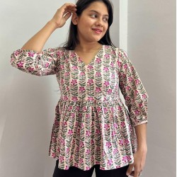 CREAM PINK FLORAL BELLA TOP