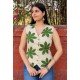 GREEN FLOWER HANDBLOCK VEST TOP