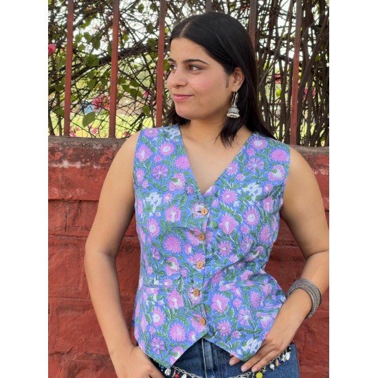 PINK FLORAL BOOTA VEST TOP