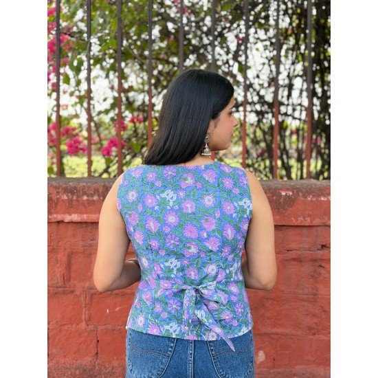 PINK FLORAL BOOTA VEST TOP