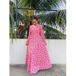 PINK FLORAL ANARKALI