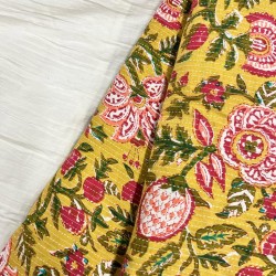 LIME YELLOW FLORAL KANTHA SHORT STRAIGHT KURTI