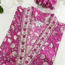 PURPLE FLORAL LONG STRAIGHT KURTI