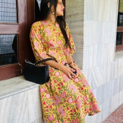 LIME YELLOW FLORAL KANTHA ROOH SET