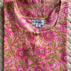 PINK FLOWER MOTIFS LONG STRAIGHT KURTI