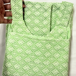 PISTA GREEN CHIKANKARI LONG STRAIGHT KURTI