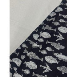 BLACK FISH MOTIF LONG STRAIGHT KURTI